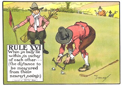 Rule XVI: When the balls lie within six inches of each other...(the distance to be measured from their nearest points), from 